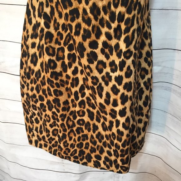 Zara Cheetah Print Spaghetti Strap Dress Zippered Back Size Small - Picture 6 of 10